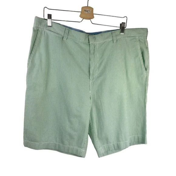 NEW Tommy Hilfiger Seersucker Shorts Men 40 Green White Stripe Golf Preppy Party - Picture 1 of 5